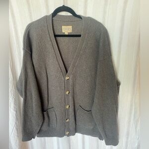 Wool Button-Up Cardigan Olive Green